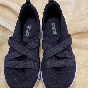 Skechers Black Criss-Cross Slip-Ons